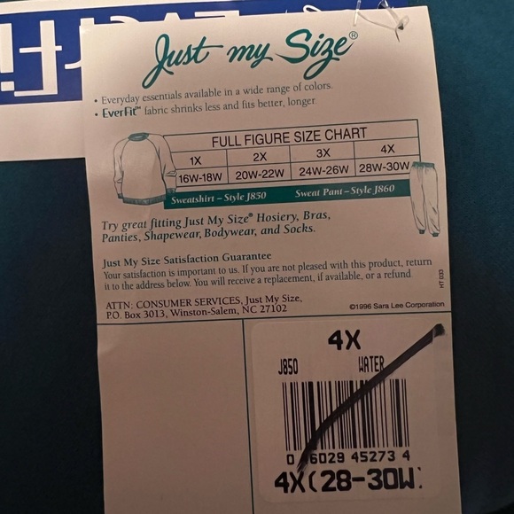 NWT Just My Size teal sweatshirt - Picture 2 of 4